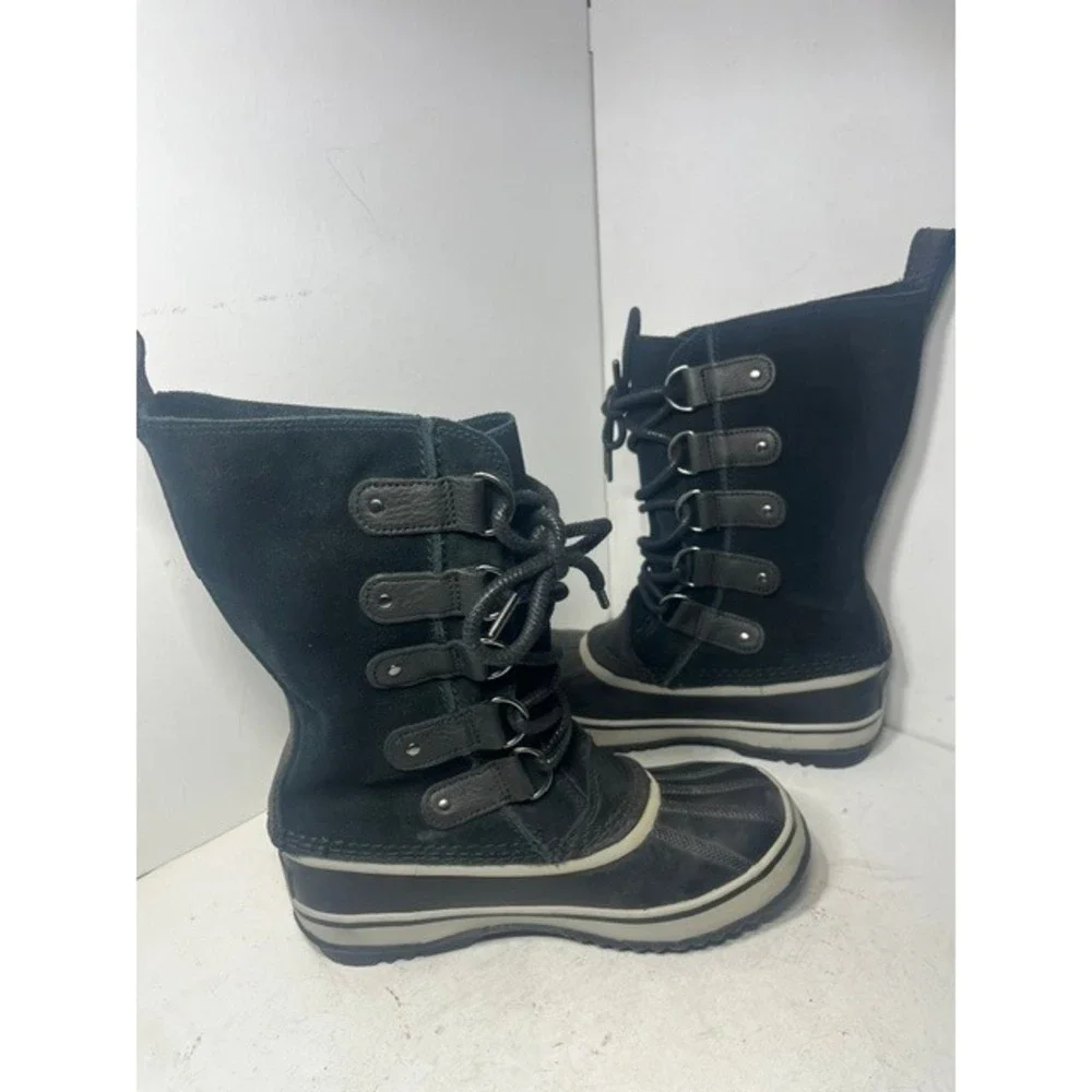 Sorel Joan of Arctic Waterproof Winter Snow Boots Black Suede Leather NL3481-010